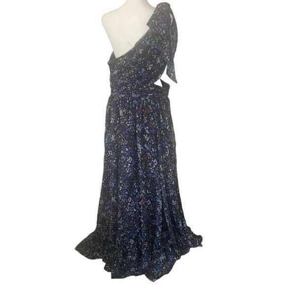 Mac Duggal One Shoulder Floral Cut Out Black Blue Gown 12 - Picture 11 of 16